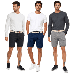 klassische 11 PROJECT PRFribus Herren Chino Shorts inkl. Gürtel mit Knopf und Reißverschluss Shorts 20714807ME in Blau, Schwarz oder Grau