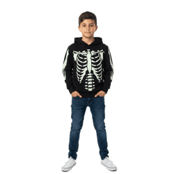 Auffälliger Jungen Kapuzenpullover mit fluoreszierendem Skelett Print für kleine Trendsetter 918185 Schwarz