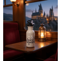 Harry Potter Trinkflasche „Back to Hogwarts“ 500 ml Edelstahl Trinkflasche im magischen Design Grau