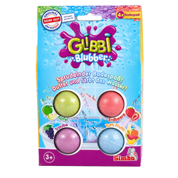 GLIBBI Badekugeln Blubber Sprudelnder Badezusatz für Kinder ab 3 Jahren  4x Badebomben mit Farbe & Duft Bunt
