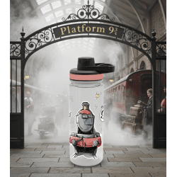 Harry Potter Trinkflasche „Hogwarts Express“ 700 ml mit Schraubdeckel im magischen Design Transparent/Rosa