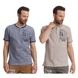 klassisches FQ1924 FQIikay Herren T-Shirt mit Rundhals Shirt 21900187-ME Blau oder Braun