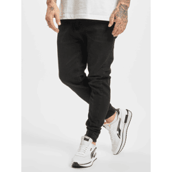 moderne 2Y Premium Herren Jeans Stretch Kordelzug Reißverschluss mit Baumwolle Schwarz