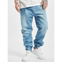 bequeme 2Y Premium Herren Jeans Stretch Kordelzug Reißverschluss mit Baumwolle Blau
