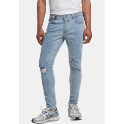 bequeme 2Y Premium Herren Jeans Slim Fit Stretch Reißverschluss mit Baumwolle Blau