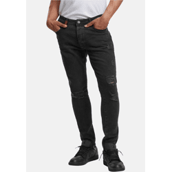 moderne 2Y Premium Herren Jeans Slim Fit Stretch Reißverschluss mit Baumwolle Schwarz