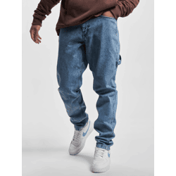 bequeme Karl Kani Herren Jeans Reißverschluss Taschen mit Baumwolle Blau