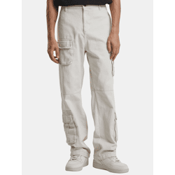 bequeme Karl Kani Herren Jeans mit Baumwolle Ecru-Weiß