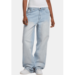 bequeme Karl Kani Damen Jeans Straight Fit mit Baumwolle Hell-Blau