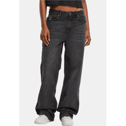 bequeme Karl Kani Damen Jeans Straight Fit mit Baumwolle Schwarz