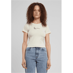 modernes Karl Kani Damen T-Shirt Stretch mit Baumwolle Ecru-Weiß