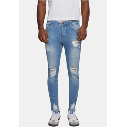 moderne 2Y Premium Herren Jeans Skinny Fit Stretch Reißverschluss mit Baumwolle Blau
