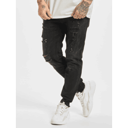 bequeme 2Y Premium Herren Jeans Skinny Fit Stretch Reißverschluss mit Baumwolle Schwarz