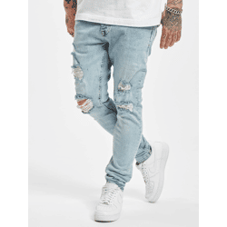lässige 2Y Premium Herren Jeans Skinny Fit Stretch Reißverschluss mit Baumwolle Blau