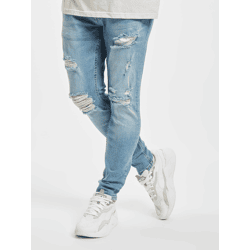stylische 2Y Premium Herren Jeans Skinny Fit Reißverschluss Stretch Blau