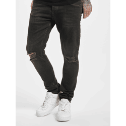 lässige 2Y Premium Herren Jeans Skinny Fit Stretch Reißverschluss mit Baumwolle Grau