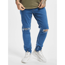 bequeme 2Y Premium Herren Jeans Skinny Fit Reißverschluss Taschen mit Baumwolle Blau