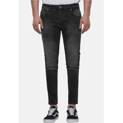 stylische 2Y Premium Herren Jeans Skinny Fit Stretch Reißverschluss mit Baumwolle Schwarz