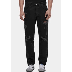 lässige 2Y Premium Herren Jeans Stretch Reißverschluss mit Baumwolle Schwarz