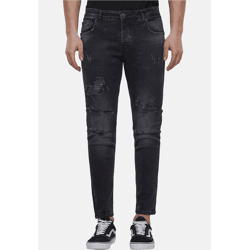 stylische 2Y Premium Herren Jeans Skinny Fit Stretch Taschen mit Baumwolle Schwarz