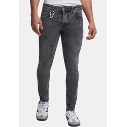 lässige 2Y Premium Herren Jeans Skinny Fit Stretch Reißverschluss mit Baumwolle Grau