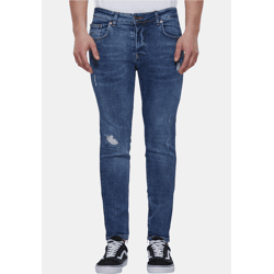 bequeme 2Y Premium Herren Jeans Skinny Fit Stretch Reißverschluss mit Baumwolle Blau