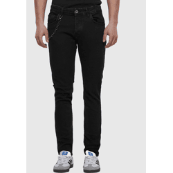 bequeme 2Y Premium Herren Jeans Skinny Fit Stretch mit Baumwolle Schwarz