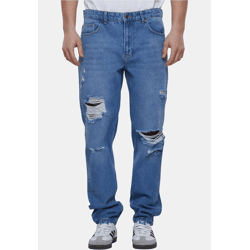 stylische 2Y Premium Herren Jeans Stretch Reißverschluss Taschen mit Baumwolle Blau