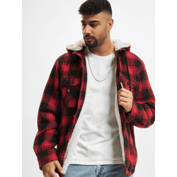 lässige Brandit Herren Jacke Kordelzug Kapuze mit Baumwolle Rot/Schwarz