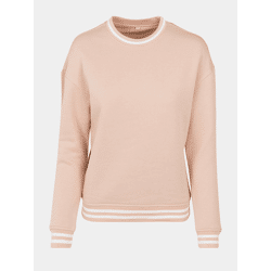 weiches Build Your Brand Damen Sweatshirt Rippbündchen 300 g/m² mit Baumwolle Beige