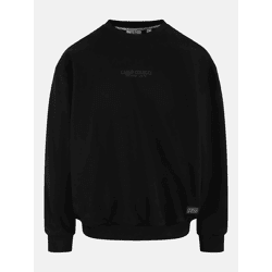 modernes Carlo Colucci Herren Sweatshirt Rippstrick Oversize mit Baumwolle Schwarz