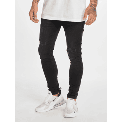 stylische DEF Herren Jeans Slim Fit Taschen mit Baumwolle Schwarz
