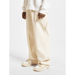 Modern DEF Men's Jeans with Zipper Pockets in Ecru-White Cotton