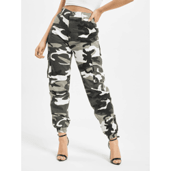 lässige DEF Damen Jeans Reißverschluss Taschen mit Baumwolle Camouflage