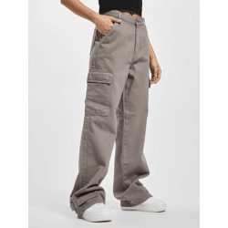 stylische DEF Damen Jeans Reißverschluss Taschen mit Baumwolle Grau