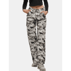 bequeme DEF Damen Jeans Straight Fit mit Baumwolle Camouflage
