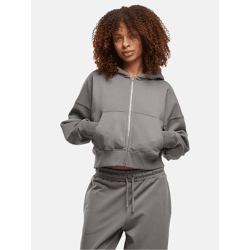 bequemer DEF Damen Hoodie Reißverschluss Taschen mit Baumwolle Grau