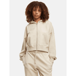 bequemer DEF Damen Hoodie Reißverschluss Taschen mit Baumwolle Beige