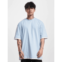 modernes DEF Herren T-Shirt 220 g/m² mit Baumwolle Hell-Blau
