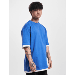 sportliches DEF Herren T-Shirt 220 g/m² mit Baumwolle Blau