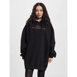 modisches Dangerous DNGRS Damen Kleid Kapuze Oversize mit Baumwolle Schwarz