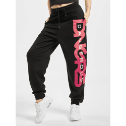 Casual Dangerous DNGRS Women's Pants with Drawstring and Pockets, Cotton, Black/Pink