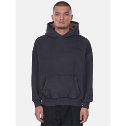 moderner Dropsize Herren Hoodie Rippbündchen Kapuze mit Baumwolle Schwarz