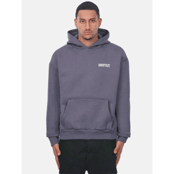 lässiger Dropsize Herren Hoodie Rippbündchen Kapuze mit Baumwolle Grau