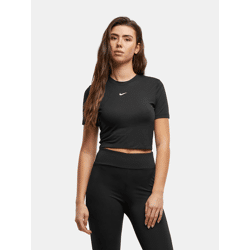 sportliches NIKE Damen T-Shirt Stretch Slim Fit Schwarz/Weiß