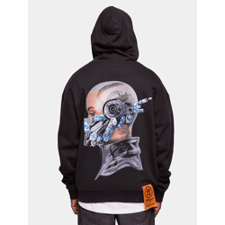 bequemer Forgotten Faces Herren Hoodie Kordelzug Kapuze 460 g/m² mit Baumwolle Schwarz