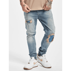 stylische 2Y Premium Herren Jeans Skinny Fit Stretch Reißverschluss mit Baumwolle Blau