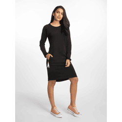 modisches Just Rhyse Damen Kleid Taschen mit Baumwolle Schwarz