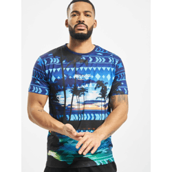 modernes Just Rhyse Herren T-Shirt mit H-Shape-Schnitt Kurzarm-Shirt Blau