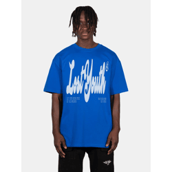 sportliches Lost Youth Herren T-Shirt Oversize 240 g/m² mit Baumwolle Blau